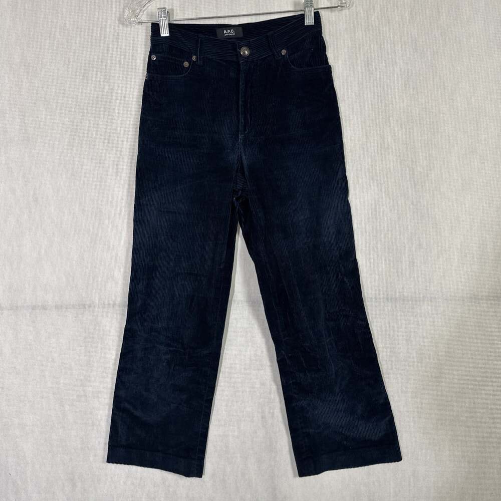A.P.C. Women's Size 24 Blue Corduroy High Waisted Straight Leg Jean Sailor Pants